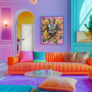 Bezauberndes Bouquet mit goldenen Rose und Herz 18 Poster