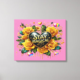 Bezauberndes Bouquet mit goldenen Rose und Herz 20 Leinwanddruck