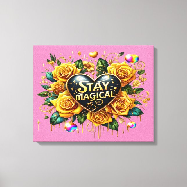 Bezauberndes Bouquet mit goldenen Rose und Herz 20 Leinwanddruck (Vorderseite)