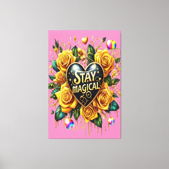 Bezauberndes Bouquet mit goldenen Rose und Herz 40 Leinwanddruck (Vorderseite)