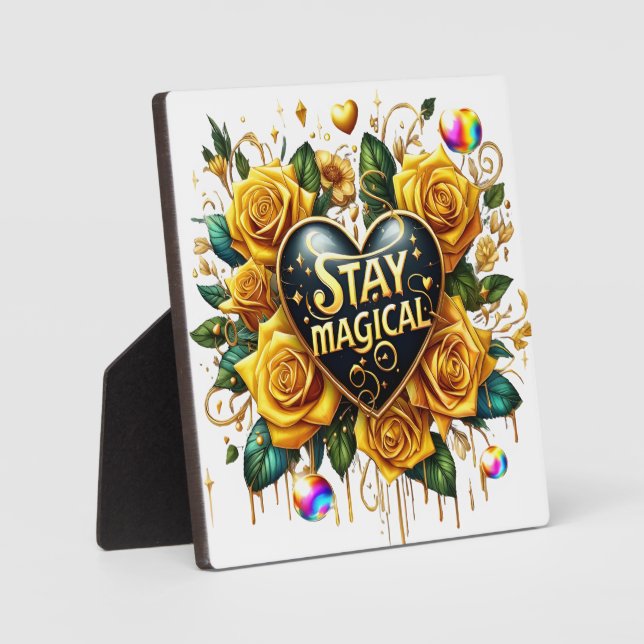 Bezauberndes Bouquet mit goldenen Rose und Herz Fotoplatte (Vorderseite)