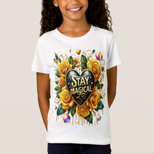 Bezauberndes Bouquet mit goldenen Rose und Herz T-Shirt