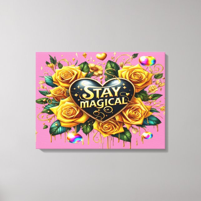Bezauberndes Bouquet mit goldenen Rose und Herzens Leinwanddruck (Vorderseite)