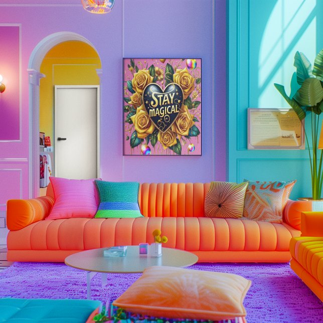 Bezauberndes Bouquet mit goldenen Rose und Herzens Poster (Von Creator hochgeladen)