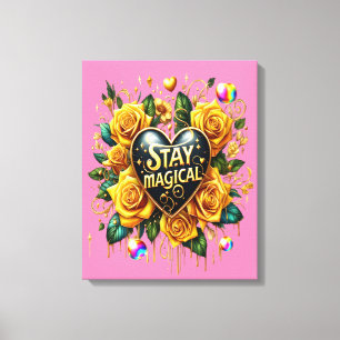 Bezauberndes Bouquet mit goldenen Rose und Hörnche Leinwanddruck