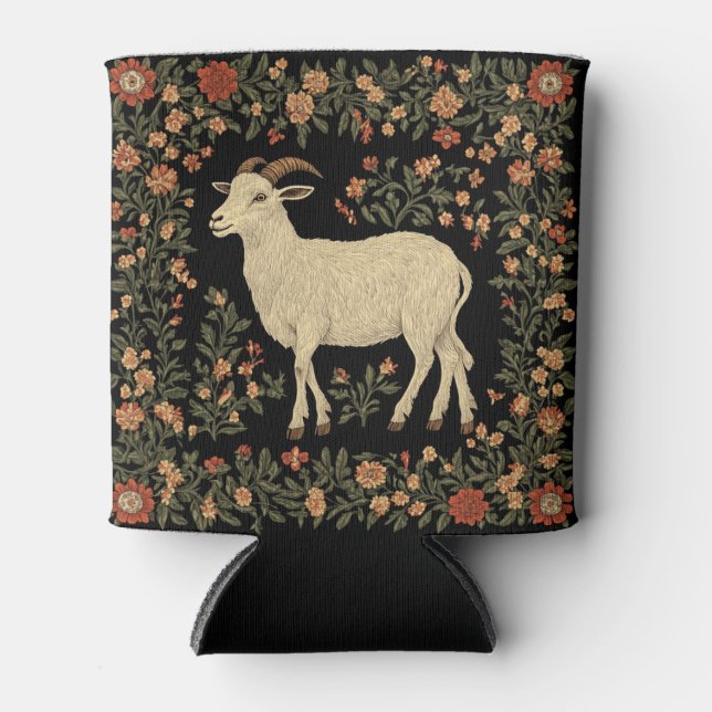 Bezauberndes Design von Ziegen und Blumen Dosenkühler (Vorderseite)
