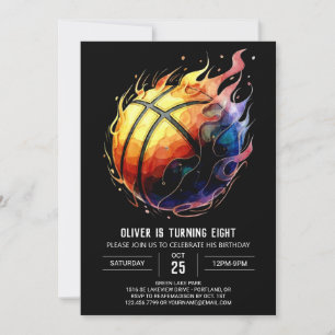 Bezauberndes Editable Orange Basketball Geburtstag Einladung