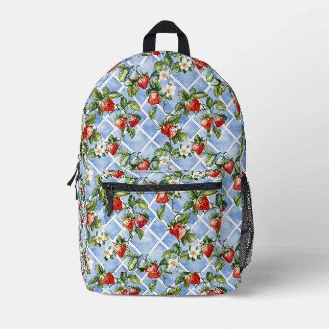 Bezauberndes Erdbeermuster & Leaf Muster - Vintag  Bedruckter Rucksack (Vorderseite)