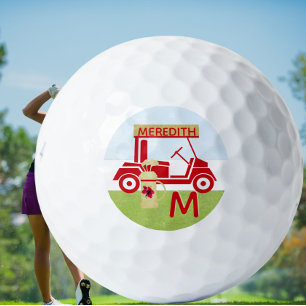 Bezauberndes farbiges Rotes Gold-Namensmonogramm Golfball