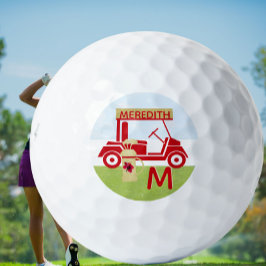 Bezauberndes farbiges Rotes Gold-Namensmonogramm Golfball