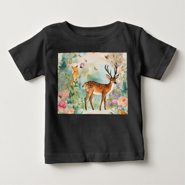 "Bezauberndes Forest Animal Fantasy Zoo Art Baby T-shirt (Vorderseite)