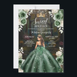 Bezauberndes Forest Emerald Green Dress 16 . Gebur Einladung<br><div class="desc">EDITABLE bezauberten Wald Emerald Green Dress 16 . Geburtstag Einladung Elegant Hunter Grün und Weiß Blumen Prinzessin Kleid Quinceanera Einladung Mis Quince Anos,  15. Geburtstag.</div>