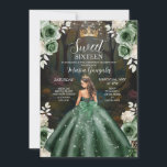 Bezauberndes Forest Emerald Green Dress 16 . Gebur Einladung<br><div class="desc">EDITABLE bezauberten Wald Emerald Green Dress 16 . Geburtstag Einladung Elegant Hunter Grün und Weiß Blumen Prinzessin Kleid Quinceanera Einladung Mis Quince Anos,  15. Geburtstag.</div>