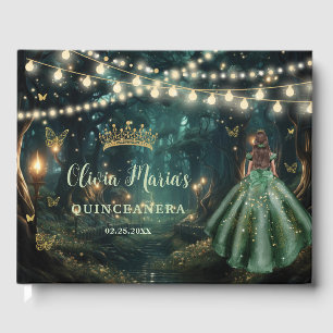 Bezauberndes Forest Emerald Green Dress Quinceaner Gästebuch