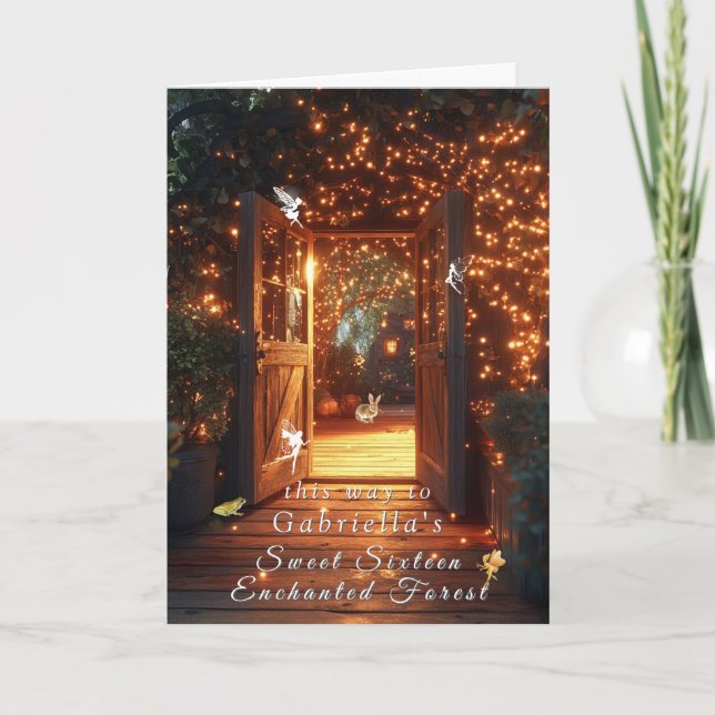 Bezauberndes Forest Fairies Doorway Bunny Einladung (Vorderseite)