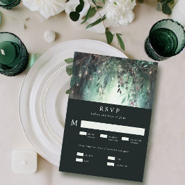 Bezauberndes Forest Gold Vine Meal Wedding RSVP Karte