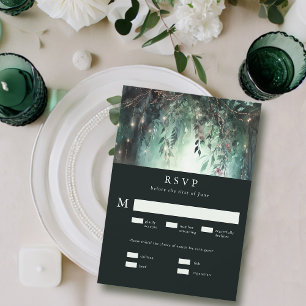 Bezauberndes Forest Gold Vine Meal Wedding RSVP Karte