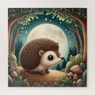 Bezauberndes Forest Night Igel Mondlicht Heiligtum Puzzle