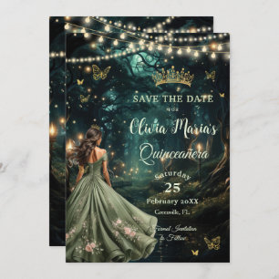 Bezauberndes Forest Sage Green Dress Quinceañera Save The Date