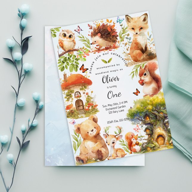 Bezauberndes Forest Wild One Boy Einladung zum Geb (Von Creator hochgeladen)