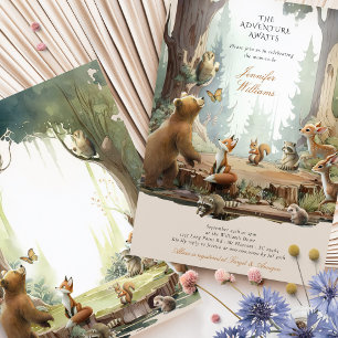 Bezauberndes Forest Woodland Kinderdusche Einladun Einladung