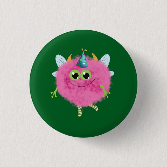 Bezauberndes Geburtstagsmonster Button (Vorderseite)