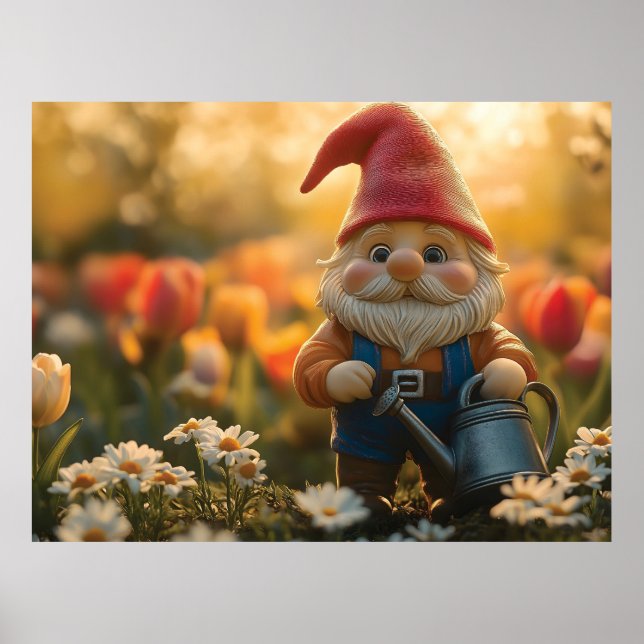 Bezauberndes Gnome mit Wasserkocher Poster (Vorne)