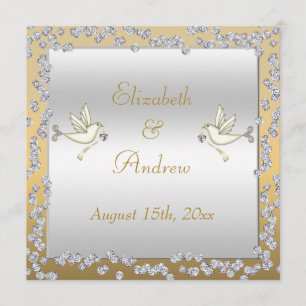 Bezauberndes Gold u. Wedding Silber-Diamanten u. Einladung