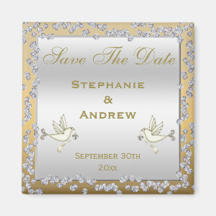 Bezauberndes Gold u. Wedding Silber-Diamanten u. Magnet