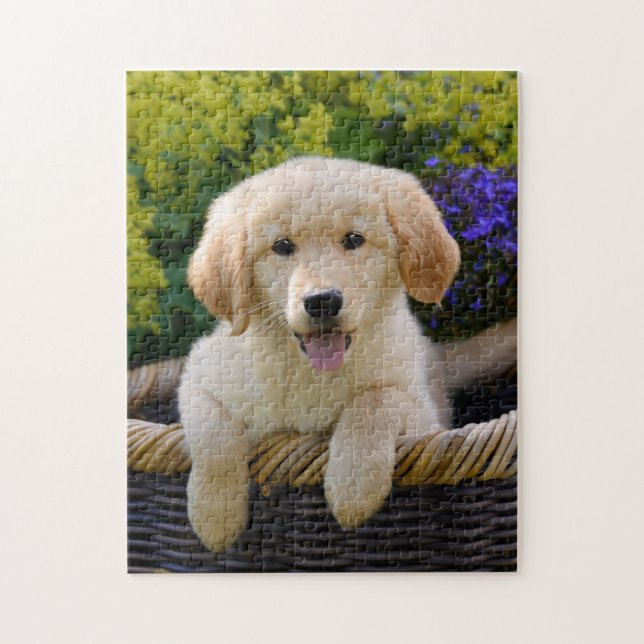 Bezauberndes Goldie Hundewelpen-Spiel 11x14 Puzzle (Vertikal)