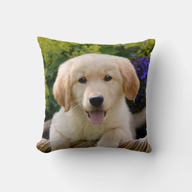 Bezauberndes Goldie niedliches Welpen-Porträt, Kissen (Vorderseite)