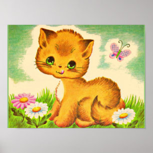 bezauberndes grünäugiges Kätzchen Poster