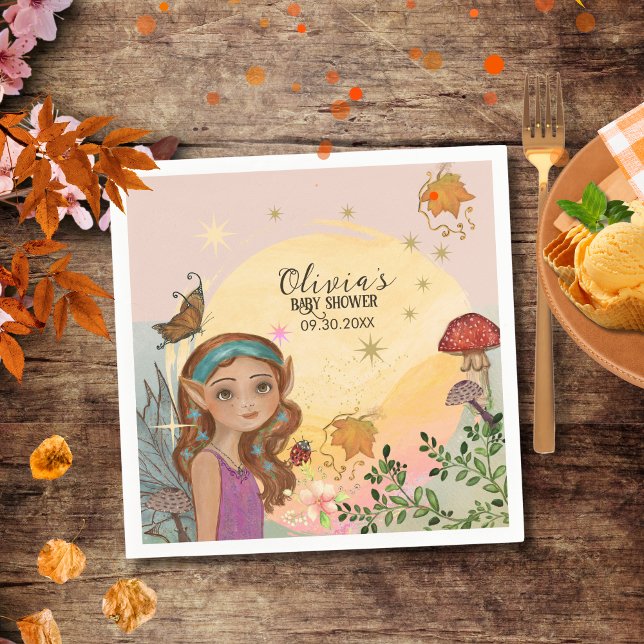Bezauberndes Herbstwald Fairy Baby Serviette (Enchanted Autumn Forest Fairy Baby Napkins)