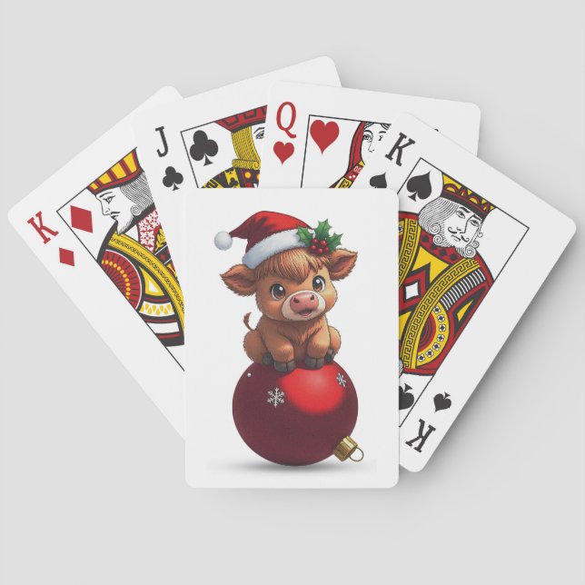 bezauberndes Highland-Babyrind sitzend Spielkarten (Rückseite)