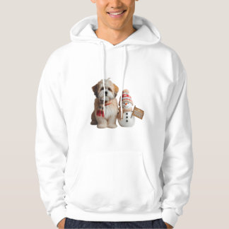 "Bezauberndes Hündchen und Schneemann Winter Hoodie
