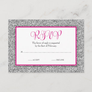 Bezauberndes Imitat-Glitzer-Silber-Rosa UAWG RSVP Karte