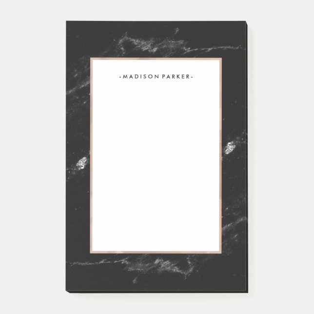 Bezauberndes Imitat-Rosen-Gold und schwarzer Post-it Klebezettel (Vorderseite)