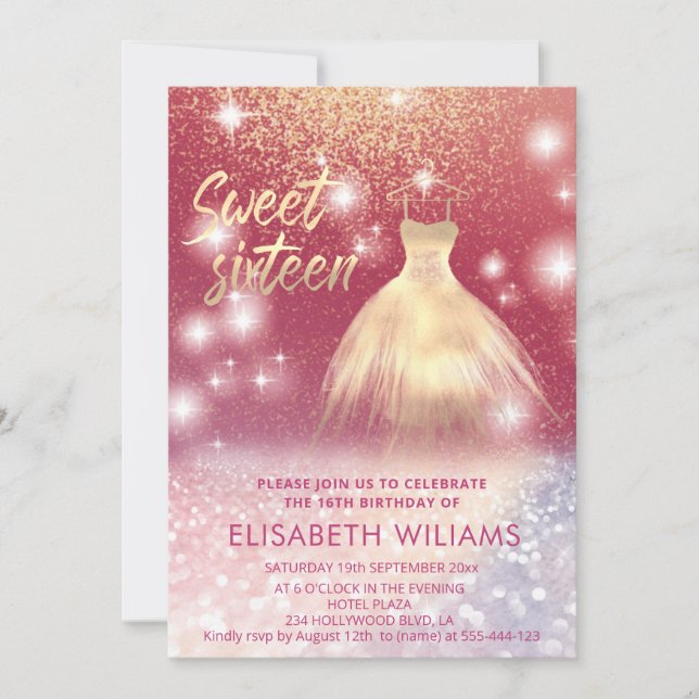 Bezauberndes Kleid, glänzend glänzend ombre Einladung (Vorderseite)