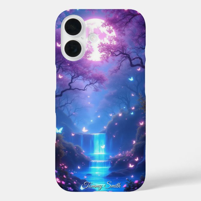 Bezauberndes Moonlit Waterfall Fantasy Phone Case (Rückseite)