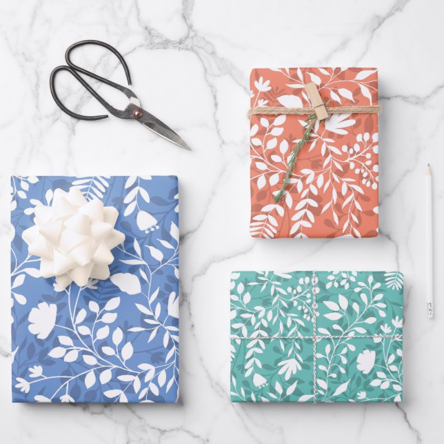 Bezauberndes Muster aus Hübschem Blumengarten Geschenkpapier Set (Vorderseite)