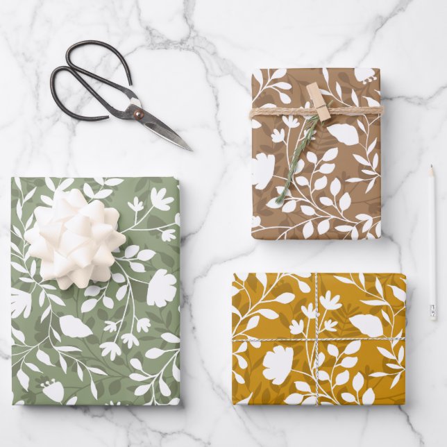 Bezauberndes Muster aus Hübschem Blumengarten Geschenkpapier Set (Vorderseite)