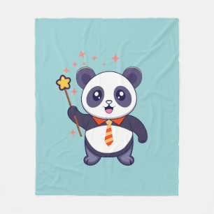 bezauberndes Panda mit orange-gelber Krawatte Fleecedecke