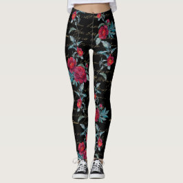 Bezauberndes Peony Black Floral Pattern - Leggings