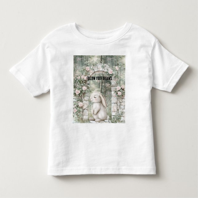 Bezauberndes Pink Floral Garden Bunny Kleinkind T-shirt (Vorderseite)