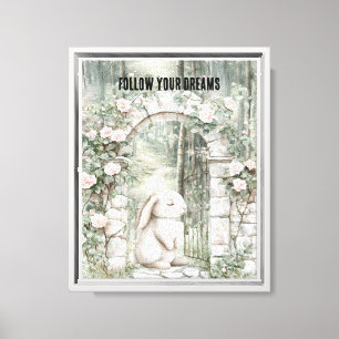 Bezauberndes Pink Floral Garden Bunny Leinwanddruck