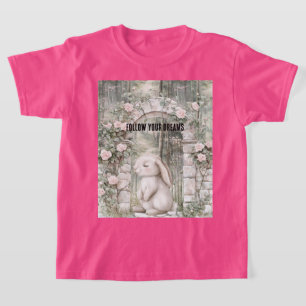 Bezauberndes Pink Floral Garden Bunny T-Shirt