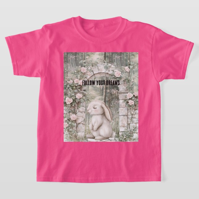 Bezauberndes Pink Floral Garden Bunny T-Shirt (Ablage )