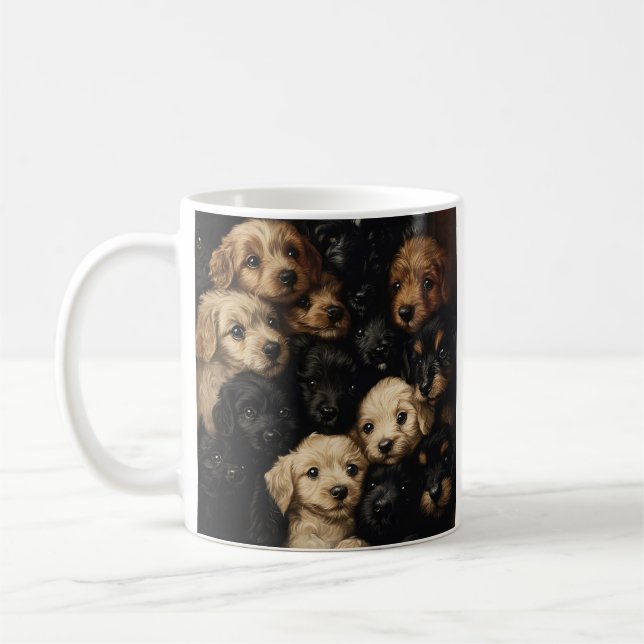 bezauberndes Puppy Collage Foto Zwei-Tone-Kaffee-T Kaffeetasse (Links)