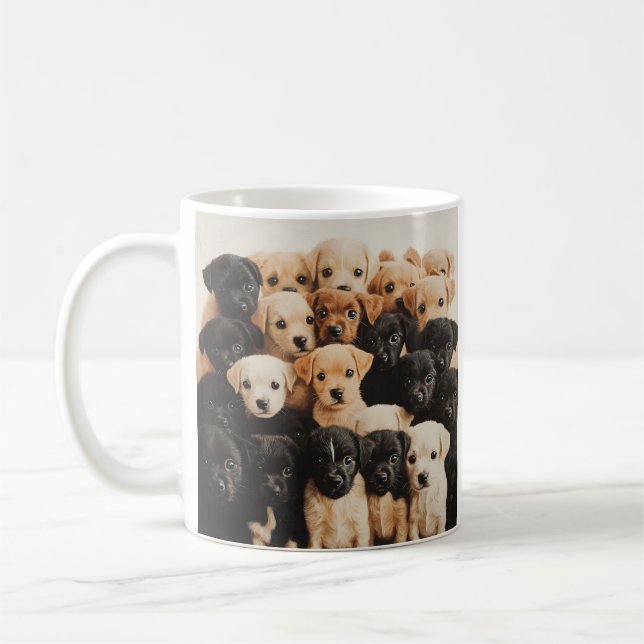 bezauberndes Puppy Collage Foto Zwei-Tone-Kaffee-T Kaffeetasse (Links)