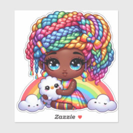 bezauberndes Regenbogenmädchen Aufkleber